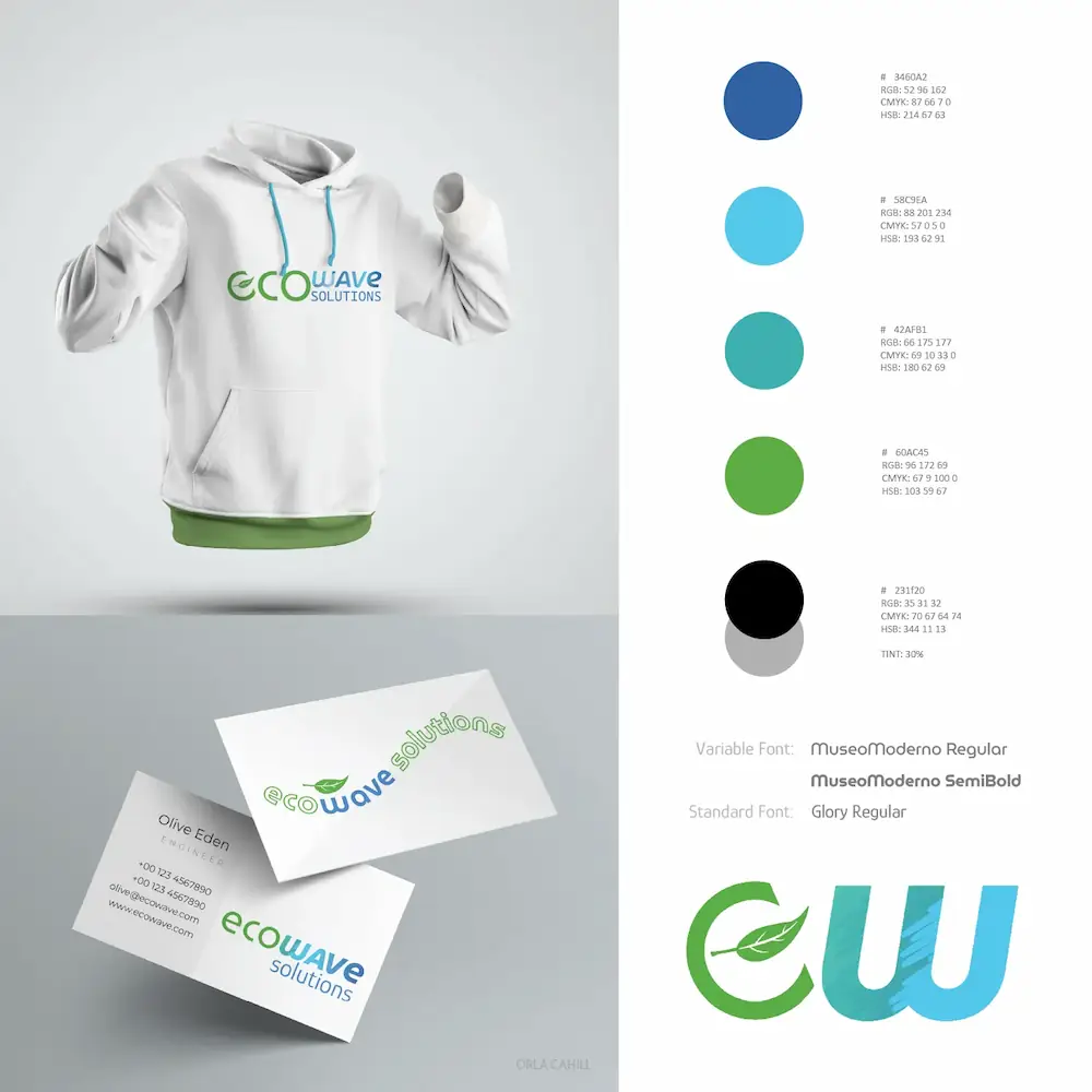 Comprehensive brand style guide with sustainable color systems and modern typography